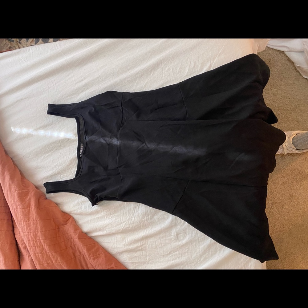 shein black skater dress